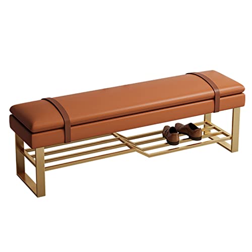 QHLMLL Luxuriöse Schuhbank mit großem Fassungsvermögen, Schuhwechselhocker für den Eingangsbereich, Flur, Schlafzimmerbank, Leder-Schuhbank mit gepolstertem Sitz, Orange, 80 x 35 x 45 cm QHLMLL Luxuriöse Schuhbank mit großem Fassungsvermögen, Schuhwechselhocker für den Eingangsbereich, Flur, Schlafzimmerbank, Leder-Schuhbank mit gepolstertem Sitz, Orange, 80 x 35 x 45 cm von QHLMLL