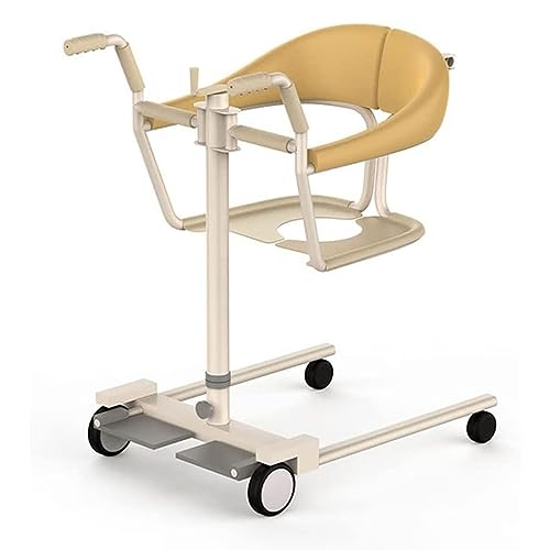 QHLMLL Manueller Patientenlift für zu Hause mit um 180° geteiltem Sitz und Töpfchen-Drehgriff, Pflege-Transfer-Rollstuhl, multifunktionaler Stahl-Lift-Duschstuhl für behinderte Senioren, ältere Me von QHLMLL