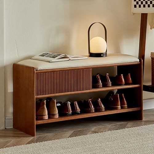 QHLMLL Moderne 2-stöckige Schuhbank mit Kissen und Stauraum, Schuhregal, Bank für Schlafzimmer, Wohnzimmer, Eingang, Schuhaufbewahrung, Truhe für Fußbett, modernes Design von QHLMLL