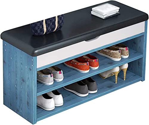 QHLMLL Moderne Schuhbank, Eingangsbereich, Schuhschrank mit Kissen, Sitz, Flur, Schuhnizer mit Sofabank-Design (Blau, 60 x 30 x 43 cm) von QHLMLL