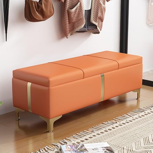 QHLMLL Moderne Schuhbank mit armlosem Design und Schuhnizer, orangefarbene Schuhbank für Esszimmer, Schlafzimmer, Wohnzimmer, 80 cm von QHLMLL