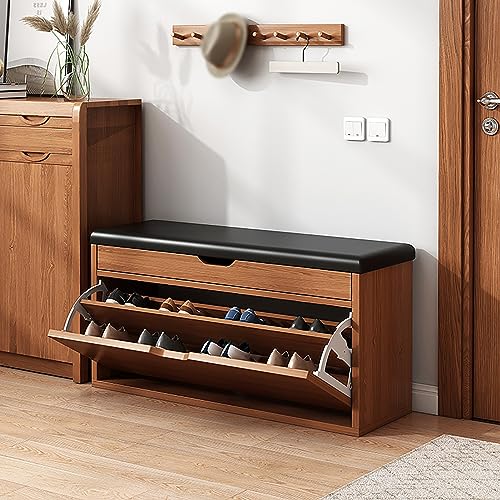 QHLMLL Moderner Schuhschrank für Eingangsbereich, Flur, Schuhregal, Bank, freistehendes Schuhregal, Aufbewahrungs-Organizer mit Klapptür, für Flur, Wohnzimmer und Schlafzimmer (Farbe: Eichenfarbe QHLMLL Moderner Schuhschrank für Eingangsbereich, Flur, Schuhregal, Bank, freistehendes Schuhregal, Aufbewahrungs-Organizer mit Klapptür, für Flur, Wohnzimmer und Schlafzimmer (Farbe: Eichenfarbe von QHLMLL