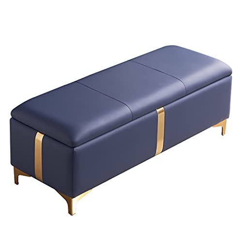 QHLMLL Ottoman-Bank, rechteckiges Ende der Bettbank mit Stauraum, moderne dekorative Möbel, Wohnzimmer, Eingangsbereich, gepolsterte Schuhe, Wickelhocker mit goldfarbenen Metallbeinen, Dunkelgrau 80 von QHLMLL