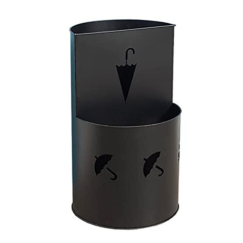 QHLMLL Platzsparender runder Schirmständer aus Metall, Schirmhalter-Eimer mit hohlem Design, für drinnen und draußen, Aufbewahrung von Langen und faltbaren Schirmen (Farbe: SCHWARZ) (Weiß) (Weiß) von QHLMLL