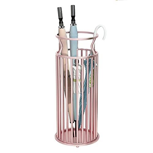QHLMLL Platzsparender runder Schirmständer aus Metall, Schirmhalter mit minimalistischem Design, für Lange und zusammenklappbare Schirme, Aufbewahrungseimer und Heimdekor (Farbe: D) (d) (Pink) Feit von QHLMLL