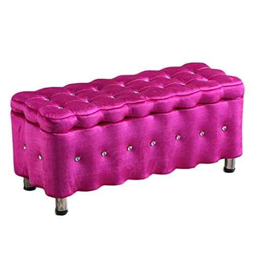 QHLMLL Polsterhocker mit Samtbezug, Ottomane, Sitzbank, Fußhocker, Fenstersitz, Rosenfarbe, perfekt für Wohnzimmer, Schlafzimmer, Flur, stilvolles und funktionales Möbelstück von QHLMLL