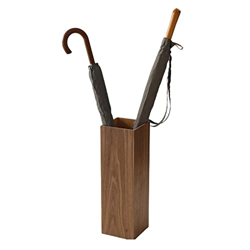 QHLMLL Quadratischer Schirmständer, freistehender Schirmhalter aus Holz, Aufbewahrung für Gehstöcke im Eingangsbereich, Schirmhalter für den Innenbereich mit Abtropfschale, 16 x 16 x 50 cm a (A) (A von QHLMLL