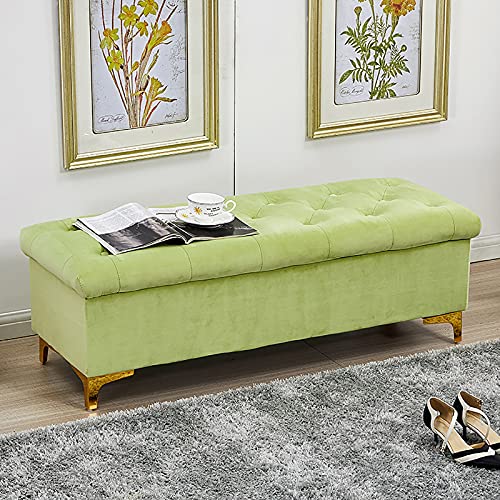 QHLMLL Samt-Bank, gepolstert, mit Stauraum, modernes Zuhause, Schlafzimmer, Wohnzimmer, Flur, Fußhocker, Schuhbank, Multifunktionsbänke, Hellgrün, 60 x 45 x 40 cm QHLMLL Samt-Bank, gepolstert, mit Stauraum, modernes Zuhause, Schlafzimmer, Wohnzimmer, Flur, Fußhocker, Schuhbank, Multifunktionsbänke, Hellgrün, 60 x 45 x 40 cm von QHLMLL