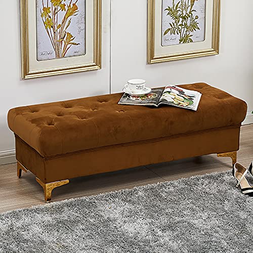 QHLMLL Samt-Bank, gepolstert, mit Stauraum, modernes Zuhause, Schlafzimmer, Wohnzimmer, Flur, Fußhocker, Schuhbank, Multifunktionsbänke, braun, 80 x 45 x 40 cm QHLMLL Samt-Bank, gepolstert, mit Stauraum, modernes Zuhause, Schlafzimmer, Wohnzimmer, Flur, Fußhocker, Schuhbank, Multifunktionsbänke, braun, 80 x 45 x 40 cm von QHLMLL