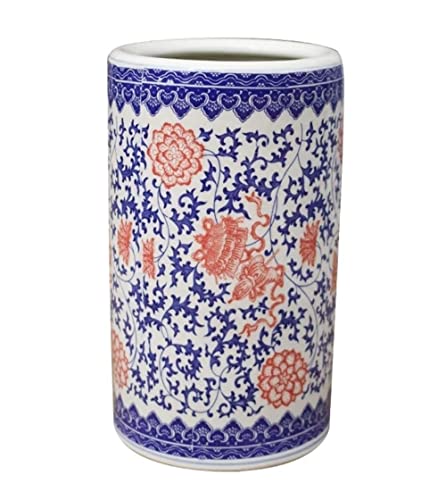 QHLMLL Schirmhalter, Schirmständer, Keramik-Schirmständer oder Standvase, für die Dekoration zu Hause oder im Hotel, für den Büroeingang, Schirmständer, Schirmständer, Schirm-Organizer (blau: Stil von QHLMLL