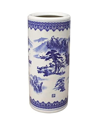 QHLMLL Schirmhalter, Schirmständer, Keramik-Schirmständer oder Standvase, für die Dekoration zu Hause oder im Hotel, für den Büroeingang, Schirmständer, Schirmständer, Schirm-Organizer (blau: Stil von QHLMLL