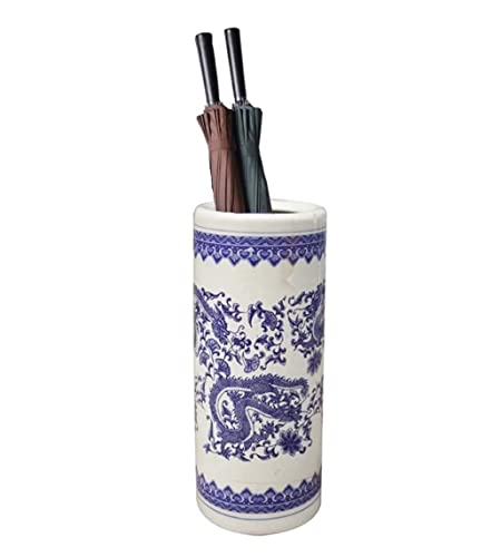 QHLMLL Schirmhalter, Schirmständer, Keramik-Schirmständer oder Standvase, für die Dekoration zu Hause oder im Hotel, für den Büroeingang, Schirmständer, Schirmständer, Schirm-Organizer (blau: Stil von QHLMLL