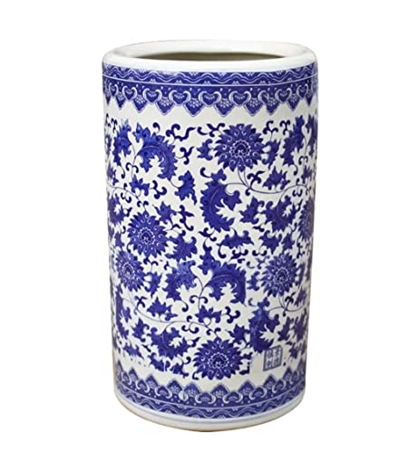 QHLMLL Schirmhalter, Schirmständer, Keramik-Schirmständer oder Standvase, für die Dekoration zu Hause oder im Hotel, für den Büroeingang, Schirmständer, Schirmständer, Schirm-Organizer (blau: Stil von QHLMLL