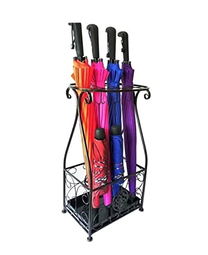 QHLMLL Schirmhalter Schirmständer Innen Schmiedeeisen Schirmständer Hotel Lobby Home Schirmeimer Aufbewahrungseimer Bodenstehender Klappschirm Regalhalter Schirmständer Rack Schirmhalter von QHLMLL
