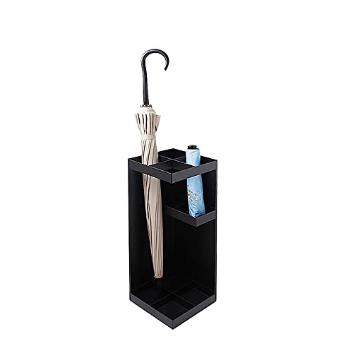 QHLMLL Schirmständer, Quadratischer Schirmständer, Schirmhalter aus Metall für Lange und Kurze Schirme, zur Dekoration im Homeoffice, Spazierstockhalter mit Abtropfschale/Weiß von QHLMLL