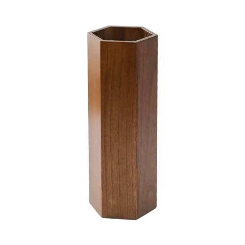 QHLMLL Schirmständer, Schirmhalter aus Holz, sechseckig, für Gehstöcke, Schirmaufbewahrungseimer im japanischen Stil, nordisches Retro-Multifunktionsfass für den Hotelflur (braun) von QHLMLL