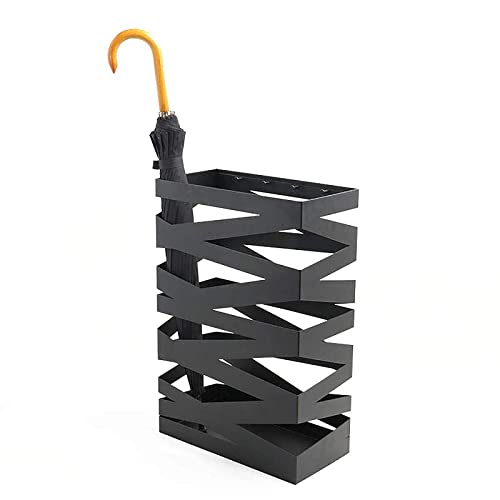 QHLMLL Schirmständer, Schirmständer Metall Quadratischer Schirmhalter Modernes Durchbrochenes Design Schirmeimer/Schwarz von QHLMLL