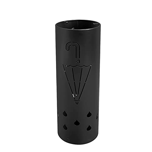 QHLMLL Schirmständer, Schirmständer Schirmhalter Ständer, Metall Durchbrochenes Design Schirmständer, Mit Haken Innen Schirmhalter, Rund, Für Flur Innen/Schwarz von QHLMLL