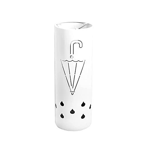 QHLMLL Schirmständer, Schirmständer Schirmhalter Ständer, Metall Durchbrochenes Design Schirmständer, Mit Haken Innen Schirmhalter, Rund, Für Flur Innen/Weiß von QHLMLL