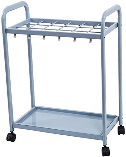 QHLMLL Schirmständer, Schmiedeeiserner kommerzieller Halter, Halter mit großer Kapazität für Gastronomie, Hotel, Bankbüro, mit Rollen, Aufbewahrung von 20 40 (18 Löcher, 12 Haken) Feito NA China von QHLMLL