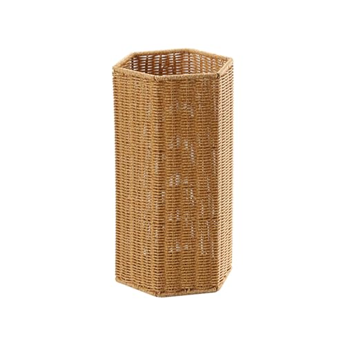 QHLMLL Schirmständer, geflochtener Schirmständer aus Korbgeflecht, Schirmhalter für drinnen und draußen, Rattan-Imitat, mit Abtropfschale, freistehender Korb für Eingangsbereich (Sechseck) von QHLMLL