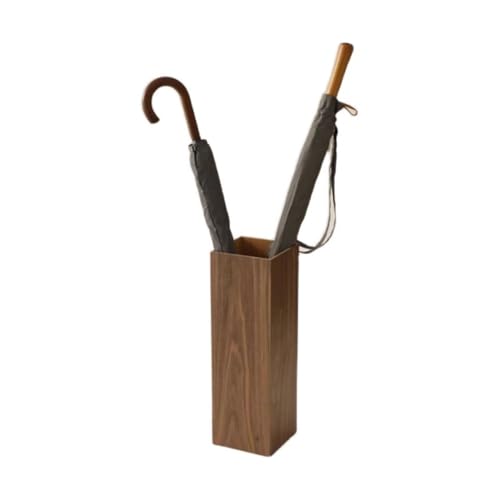 QHLMLL Schirmständer, quadratisch, aus Holz, nordischer Bauernhaus-Schirmhalter, Ablage im japanischen Stil, für den Eingangsbereich, das Homeoffice oder den Flur (braun, 16 x 16 x 50 cm) von QHLMLL