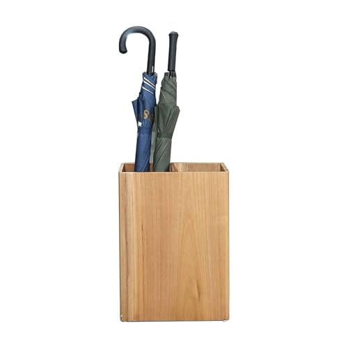 QHLMLL Schirmständer, quadratisch/rechteckig, mit Abnehmbarer Abtropfschale, freistehender Schirmhalter aus Holz, Organizer, Bauernhaus-Aufbewahrungsbehälter, Flur (Holz, 50 x 34 x 17 cm) von QHLMLL