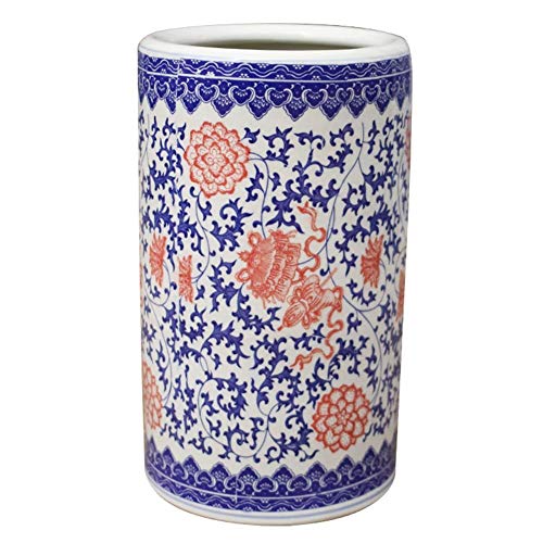 QHLMLL Schirmständer Keramik-Schirmständerhalter oder Standvase, für die Dekoration von Zuhause und Hotel, weiß mit blauem Muster, Stil 5, 24 × 40 cm (Stil 3 24 × 40 cm) (Stil 4 24 × 40 cm) Feito von QHLMLL