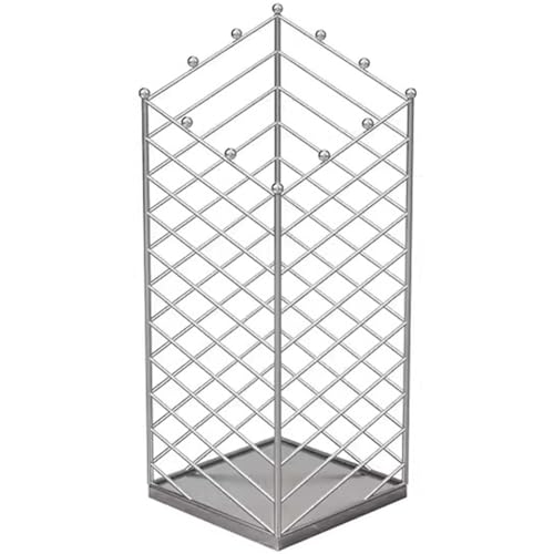 QHLMLL Schirmständer Schirmständer für den Eingangsbereich, Schlichter Schirmhalter aus Twill, rechteckiger Schirmbehälter aus Edelstahl für Restaurants mit rundem Kugelhaken, Geschenk (Silber) von QHLMLL