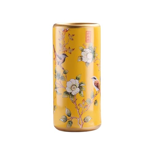 QHLMLL Schirmständer Vintage-Schirmständer aus Keramik, chinesischer Schirmhalter aus Porzellan, Vase, Vogel- und Blumen-Schirmorganizer, bodenstehender Stockhalter für den Flur zu Hause von QHLMLL