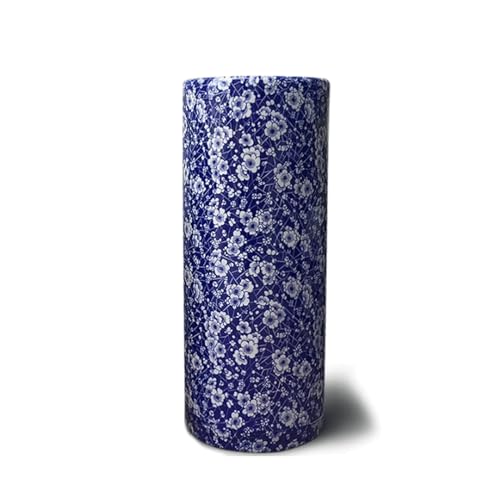 QHLMLL Schirmständer mit Blumenmuster, blau-weiß, Porzellan-Schirmständer, Pflaumenblüten-Schirmhalter aus Keramik, Kalligraphie und Malerei, zylindrische Blumenvase für Flur (15 x 39 cm) von QHLMLL