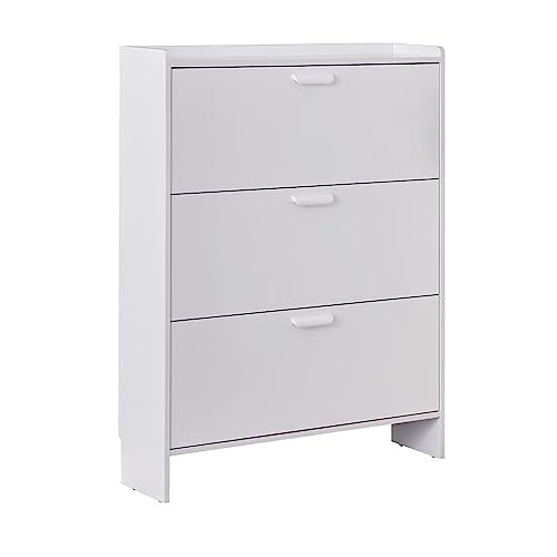 QHLMLL Schmaler Schuhschrank mit verstecktem Stauraum, freistehender Eingangsbereich mit schmalem Regal und Schubladen (90 x 17 x 118 cm) von QHLMLL