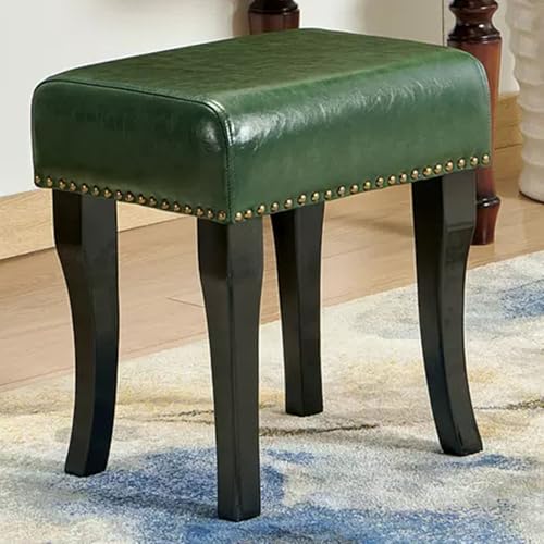 QHLMLL Schminkbank, Schlafzimmer-Schminktisch, weich gepolsterter Schminkhocker mit Nieten-Design, Massivholzrahmen, mit rutschfesten Fußpolstern (grün) von QHLMLL