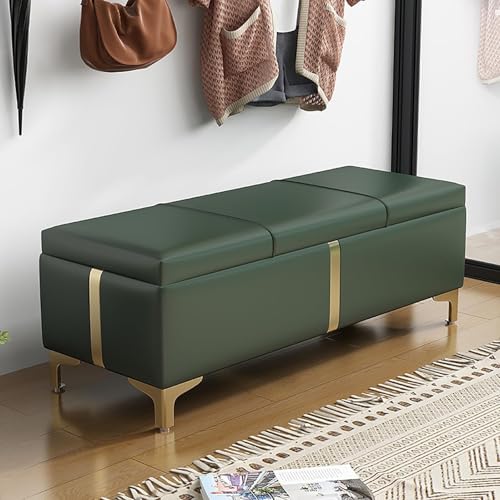 QHLMLL Schuhbank, Nizer, Aufbewahrung, mit Armlehnen, für Esszimmer, Schlafzimmer, Wohnzimmer, 60 cm, Grün von QHLMLL