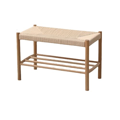 QHLMLL Schuhbank aus Holz, mit Ablagefach, stabiler Schuhsitz für Flur, Wohnzimmer, Veranda, Eingang, hält bis zu 90 kg (helles Walnussholz, 100 cm) von QHLMLL