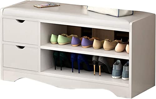 QHLMLL Schuhbank für den Eingangsbereich, Aufbewahrungsbank, Bettbank, 3-stöckig, Schuhregal, einfach mit doppelten Schubladen, Schuhwechselhocker an der Tür, Schuhbänke mit weichen Kissen (Farbe QHLMLL Schuhbank für den Eingangsbereich, Aufbewahrungsbank, Bettbank, 3-stöckig, Schuhregal, einfach mit doppelten Schubladen, Schuhwechselhocker an der Tür, Schuhbänke mit weichen Kissen (Farbe von QHLMLL