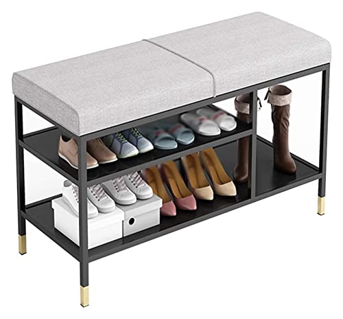 QHLMLL Schuhbank für den Eingangsbereich, Aufbewahrungsbank, Bettbank, Eingang, Wohnzimmer, Metallrahmen, Baumwoll- und Leinen-Schuhwickelhocker, Schlafzimmereingang, Schuhbankgestell mit Kissen QHLMLL Schuhbank für den Eingangsbereich, Aufbewahrungsbank, Bettbank, Eingang, Wohnzimmer, Metallrahmen, Baumwoll- und Leinen-Schuhwickelhocker, Schlafzimmereingang, Schuhbankgestell mit Kissen von QHLMLL