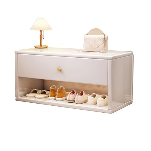 QHLMLL Schuhbank für den Eingangsbereich, mit Schublade und Schuhregal, 80 cm, perfekt für Eingang, Flur, Schlafzimmer, Wohnzimmer, Schuhbank, Sitzbank mit Bettende, Weiß QHLMLL Schuhbank für den Eingangsbereich, mit Schublade und Schuhregal, 80 cm, perfekt für Eingang, Flur, Schlafzimmer, Wohnzimmer, Schuhbank, Sitzbank mit Bettende, Weiß von QHLMLL