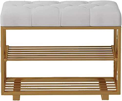 QHLMLL Schuhbank im nordischen Stil mit Flanellkissen, doppellagig, Schuhregal für Flur, Eingangsbereich, grauer Schmiedeeiserner Rahmen, 60 x 35 x 44 cm QHLMLL Schuhbank im nordischen Stil mit Flanellkissen, doppellagig, Schuhregal für Flur, Eingangsbereich, grauer Schmiedeeiserner Rahmen, 60 x 35 x 44 cm von QHLMLL