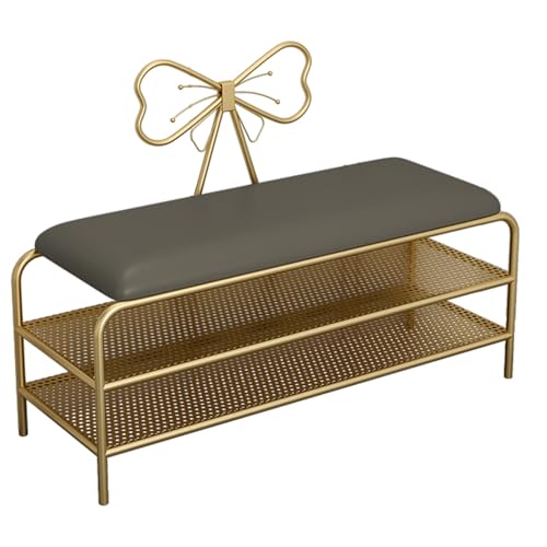 QHLMLL Schuhbank mit Kissen und Aufbewahrung, multifunktional, für Schlafzimmer und Wohnzimmer, Eingangsbereich, Schuhregal, Bank (60 cm), Grau von QHLMLL