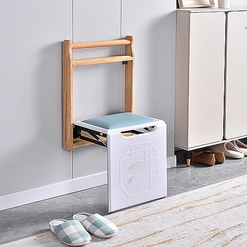 QHLMLL Schuhbank zur Wandmontage, Duschsitzbank, Wandmontage, Klappstuhl, unsichtbarer Klappstuhl, praktischer Klapphocker für Badezimmer oder Veranda (Farbe: Blau) von QHLMLL