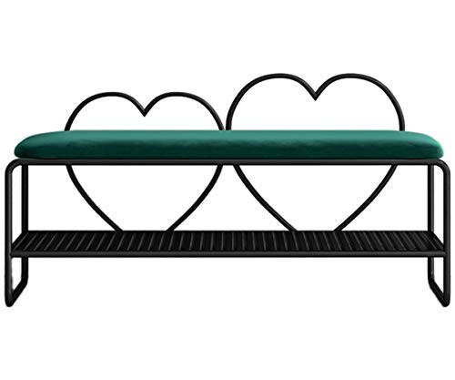 QHLMLL Schuhregal, Bank, Haushalt, Schuhwechselhocker, bequemes Sitzkissen, 2-lagige Aufbewahrung, Schlafzimmer, Flur, 100 x 35 x 45 cm (Farbe: Grün) von QHLMLL