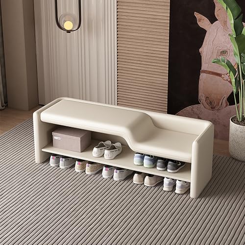 QHLMLL Schuhregal aus Holz mit 2 Ebenen, industrielles Schuhregal, Organizer für Schlafzimmer und Wohnzimmer, gepolsterte Bank für Flur von QHLMLL
