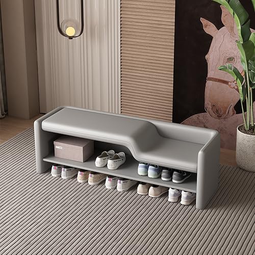QHLMLL Schuhregal aus Holz mit 2 Ebenen, industrielles Schuhregal, Organizer für Schlafzimmer und Wohnzimmer, gepolsterte Bank für Flur von QHLMLL