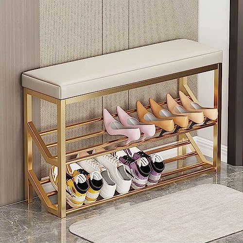 QHLMLL Schuhregal aus Metall, für kleine Räume, schmaler Schuhablage für Eingangsbereich, Schlafzimmer oder Bettende, kompaktes Design mit stabilem Rahmen, platzsparende Schuhaufbewahrungslösung von QHLMLL