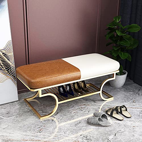 QHLMLL Schuhregal im nordischen Stil, luxuriöse Schuhbank, Schuhaufbewahrung, Organizer, Regal, moderne Schuhaufbewahrung, Sitzbank mit Schwammkissen, A (Kunstleder), 100 x 38 x 42 cm von QHLMLL