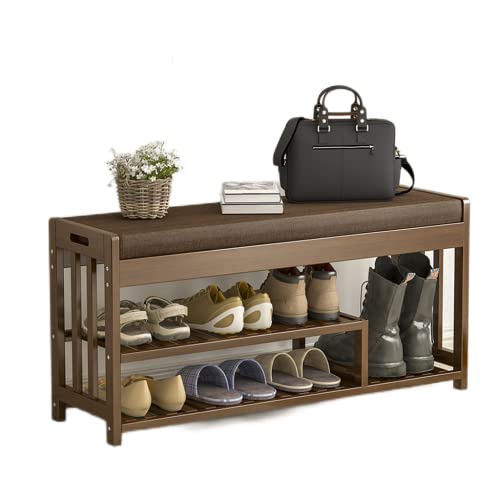 QHLMLL Schuhregale, Schuhaufbewahrungsbank, 2-stöckiges Schuhregal, Organizer, Schuhwechselhocker, Eingangsbank mit gepolstertem Kissen, 90 x 27 x 45 cm, Aufbewahrungs-Organizer QHLMLL Schuhregale, Schuhaufbewahrungsbank, 2-stöckiges Schuhregal, Organizer, Schuhwechselhocker, Eingangsbank mit gepolstertem Kissen, 90 x 27 x 45 cm, Aufbewahrungs-Organizer von QHLMLL