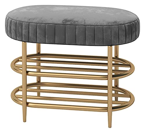 QHLMLL Schuhschrank, Aufbewahrungsbank, Bettbank, Eisenrahmen, Schuhwickelhocker mit weichem Kissen, Schuhschrank, Aufbewahrungsregal (Farbe: Grün, Größe: 80 x 32 x 45 cm) von QHLMLL