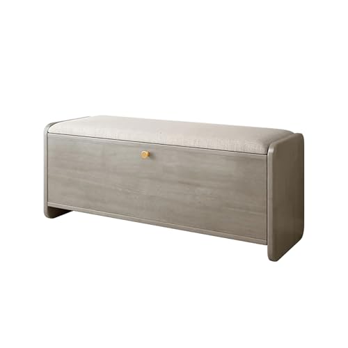 QHLMLL Schuhschrank aus Holz, mit Klappschublade, graues Finish, für Eingangsbereich, Wohnzimmer, Veranda, Eingangsmöbel, 80 x 30 x 46 cm von QHLMLL