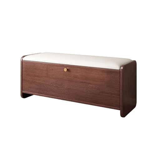QHLMLL Schuhschrank aus Holz mit Klappschublade, gepolsterter Sitz und Eingangsaufbewahrung, Braun, 100 x 30 x 46 cm, Schuhspanner für Schuhe und Accessoires von QHLMLL